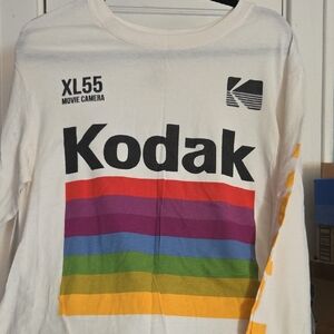 Kodak Kids Long Sleeve Tee - White with Rainbow Stripes
